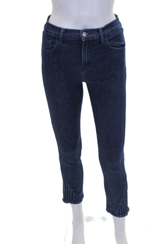 J Brand Womens Cotton Straight Textured Leg Zipped Buttoned Jeans Blue Size 24