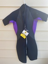 BODY GLOVE PRO 3 2:1 SPRING SUIT SWIM DIVE WETSUIT WOMEN Med BLACK PURPLE