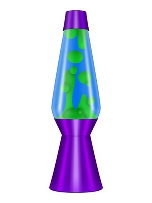 Custom Cool 27'' LAVA Lamp - Glossy Purple Base/Cap Yellow Wax/Blue Liquid