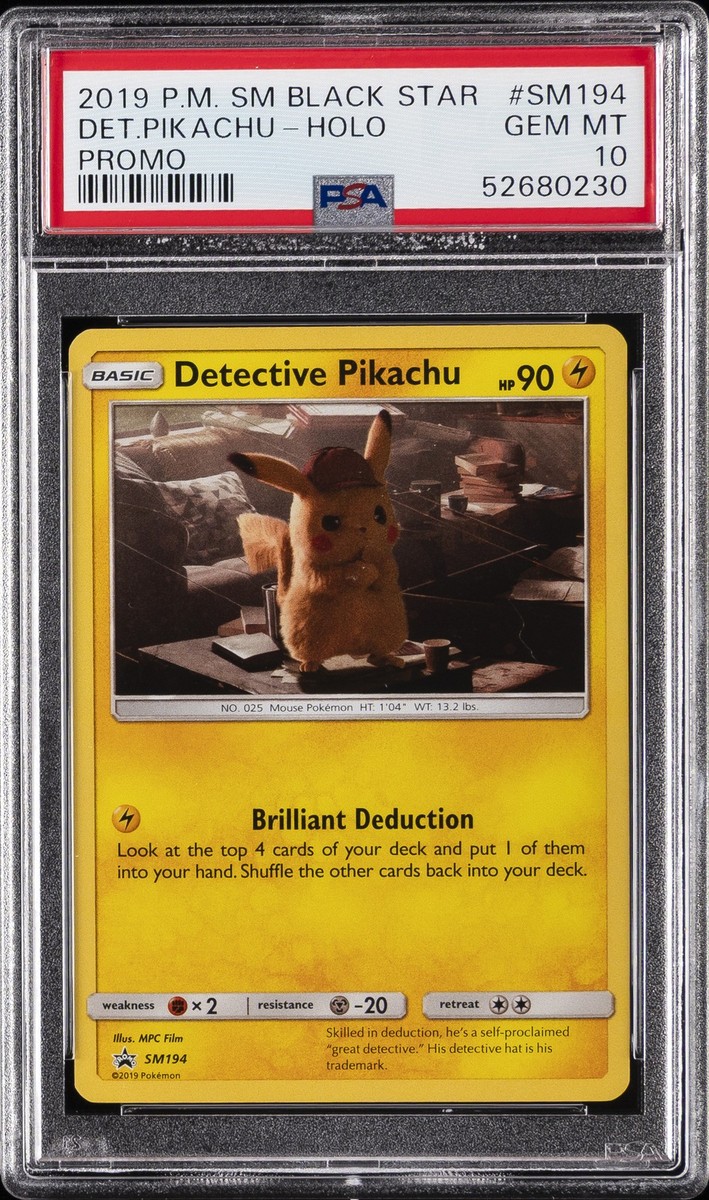 2019 POKEMON SM BLACK STAR PROMO #SM194 DETECTIVE PIKACHU-HOLO PSA