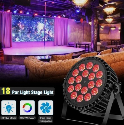 18 LED PAR Stage Light RGBW DMX Control Strobe Fast Heat Dissipation Display