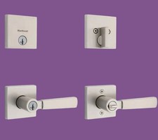 Kwikset Perth Satin Nickel Security Set SmartKey Keyed Easy Installation NWB