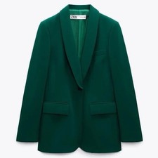 Zara Tuxedo Collared Women's Emerald Blazer Sz S