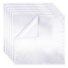 White Pocket Squares for Men, 6 Pcs Solid Silk Handkerchief Satin Hankies for