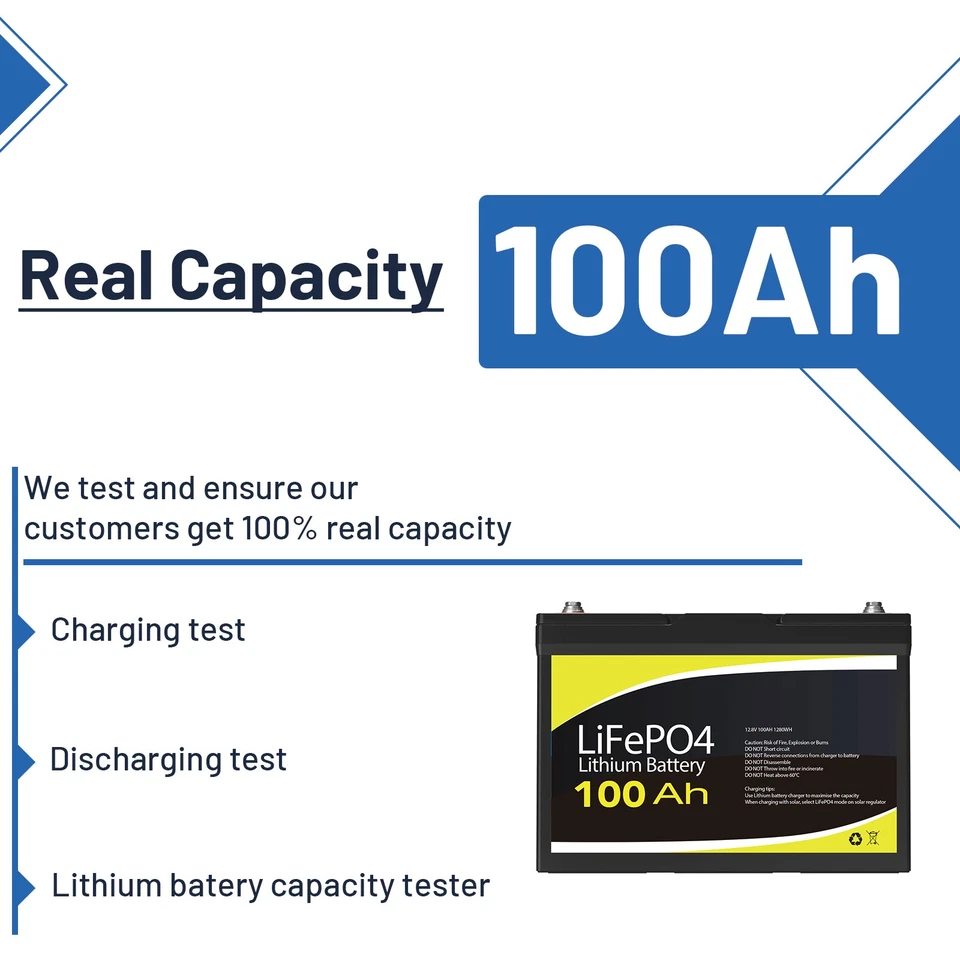 12V 100Ah Battery LiFePO4 BMS 4WD RV Boat Camping Backup Power Outdoor Emergency - image 3 of 4
