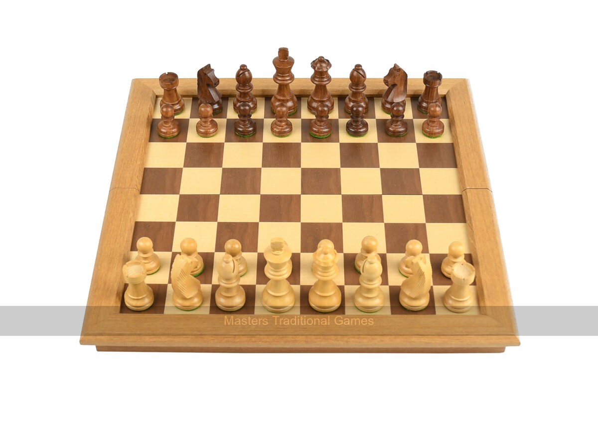 Wooden Chess Set with Folding Board and Storage