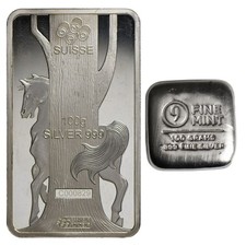 100 Gram Silver Bar (Varied Condition, Any Mint) 83.89 per troy oz