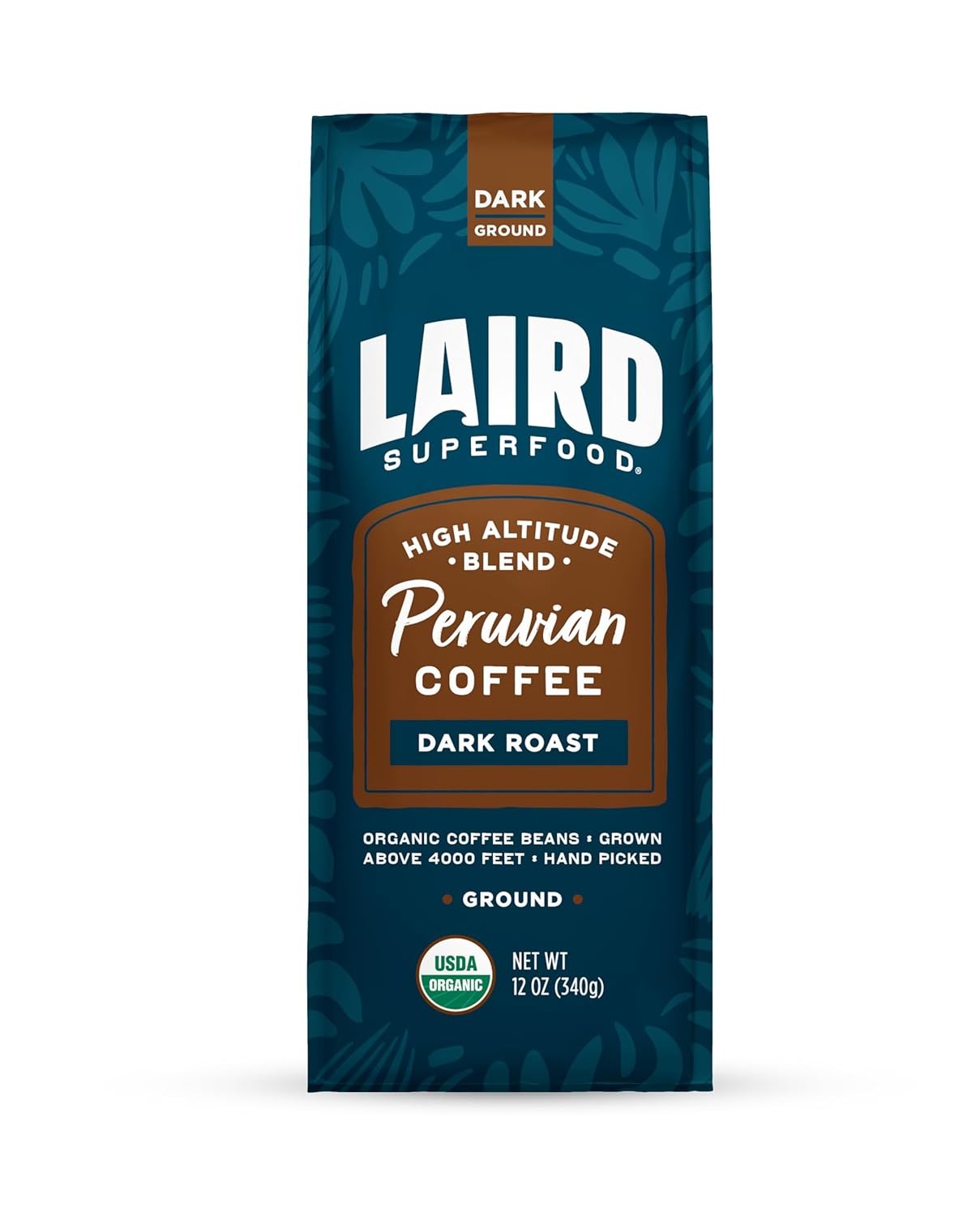 Laird Superfood Peruvian Dark Roast Ground Coffee 12oz Caffeinated