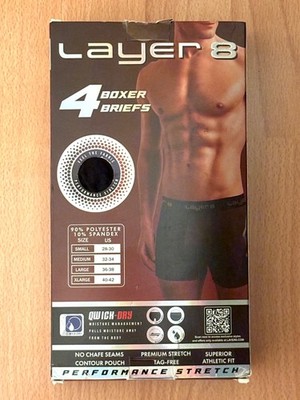 LAYER 8 Shorts Boxershorts Gr. M Schwarz 4er-Pack Strech Performance NEU 48,-  