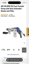 GPI 18 GPM 12V Fuel Transfer Pump with Auto Unleaded Nozzle and Filter