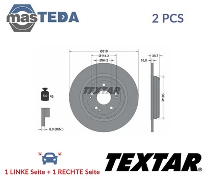 92306103 BREMSSCHEIBEN SATZ HINTEN TEXTAR 2PCS NEU OE QUALITÄT - Bild 1 von 4