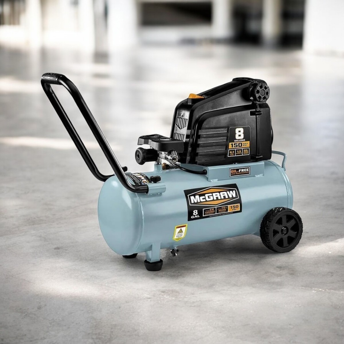 1.5 Hp 4.1 Scfm @90 Psi Portable Oil Free Air Compressor
