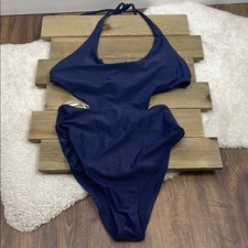 Aerie NWT Navy Blue Cut Out One Piece Swimsuit Size Small Long Length