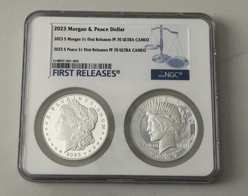 2023S Morgan & Peace dollar set  Ultra Cameo PF70 NGC First Releases