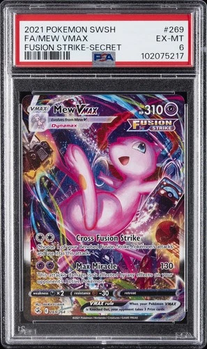2021 POKEMON SWORD & SHIELD FUSION STRIKE SECRET #269 FULL ART/MEW VMAX PSA 6