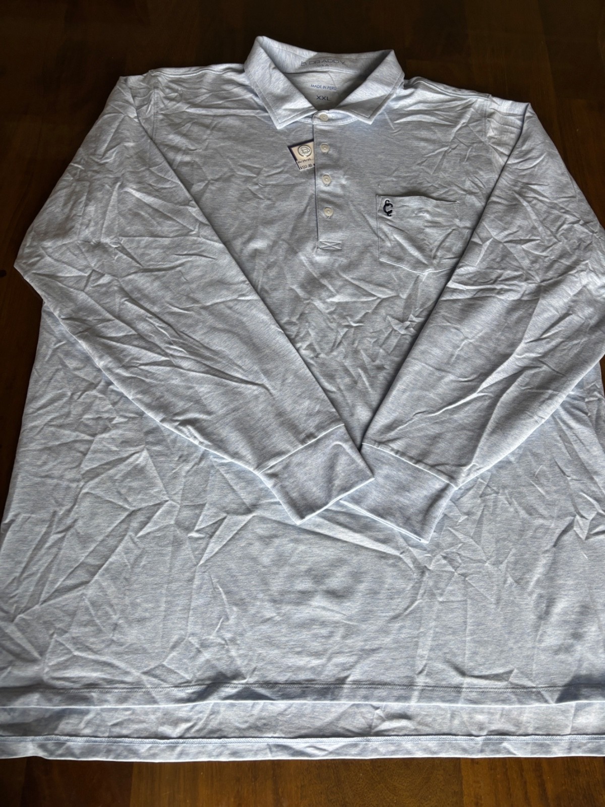Nwt Men's B. Draddy Ls Polo, Size: 2Xl, Color: Light Blue Heather (M5.7)