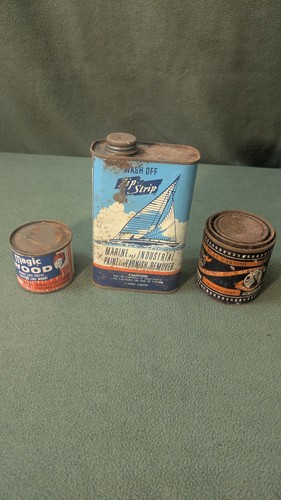 Rare Vintage Paint Cans Varnish Remover lot of 3 cans - 2 unopened