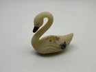 Fenton Cameo Satin Swan Figurine With Hand Painted Daisies, Signed Vintage 1970s