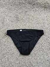 Aerie Bikini Bottom Womens Medium Black Ribbed Swim Lined Recycled Nylon Stretch
