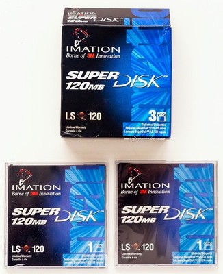 IMATION SUPER DISK  120 MB Borne of 3M Innovation Lot of 2 Disk Sealed with Box
