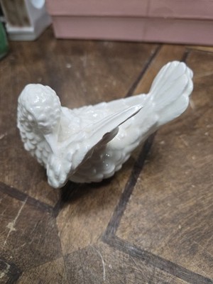Vintage LL Yoakum White Porcelain Bird Figurine - Preening Dove Pigeon - Signed