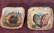 2 Italy Square Hand Painted Condiment Bowls 