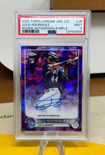 Julio Rodriguez Rookie Auto 2022 Topps Chrome Update Sapphire Purple /10 PSA 9