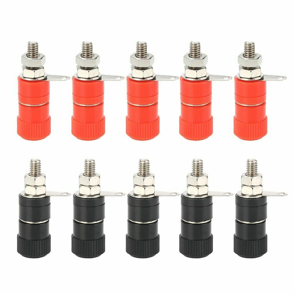 10pcs Terminal Blocks JS-910B 4mm Red+Black Female Connector Binding Post Banana