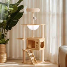 Modern Cat Tower 48.8" with Scratching Posts, Perch Acrylic Hammock for All Cats