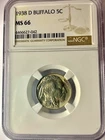 1938 D Buffalo Nickel NGC MS 66