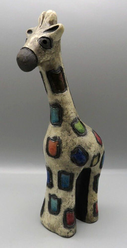 Fenix Botswana Patchwork/Multicolored Raku Giraffe Figurine SouthAfrican Pottery