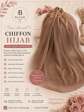 Blush Modest Women's Brown Solid Chiffon Hijab Headscarf Scarf Lightweight