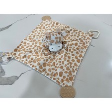 Modern Baby Giraffe Security Blanket Lovey Teether Rattle Plush Tan White