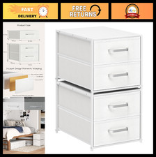 2-Tier Stackable Storage Drawers - Closet Organizer with Metal Handles, Fabric B