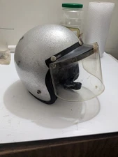 Vintage Motorcycle Helmet ROP-4170 Silver Metalflake Size Medium 