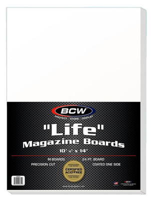 50 BCW Life Magazine Size 10-7/8'' x 14'' Backing Boards Lobby Card Storage Backer