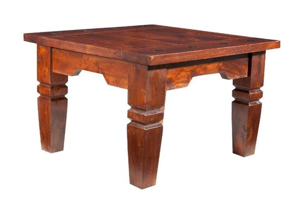 Kolonialstil Couchtisch Beistelltisch Massivholz 60X60 Akazie Holz Dunkel Massiv-image