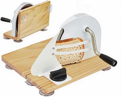 Collapsible Manual Bread Slicer Adjustable Thickness 0-0.6 in Hand Crank Wooden