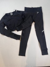 Gymshark 2 piece Long Sleeve Crop Top and leggings Black, Size Small