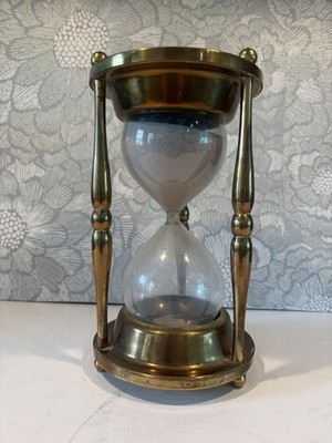 Vintage Brass & Glass Hourglass Sand timer