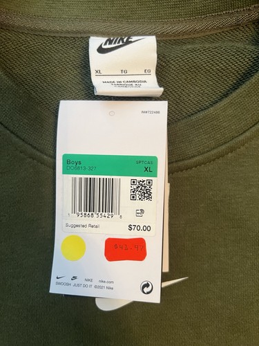Nike Cargo Pocket French Terry Sweatshirt DO6813-327 Size Boys X- Large - Picture 3 of 6