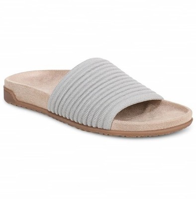 VIONIC Women Evie Knit Slide Sandal, Vapor Silver (NEW)