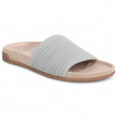 VIONIC Women Evie Knit Slide Sandal, Vapor Silver (NEW)