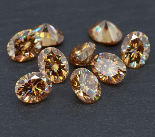 Diamante 12 Ct Marrone Coltivato in Laboratorio Zirconi 8x6 MM Taglio Ovale Qualità Premium 6 Pz - Foto 1 di 12
