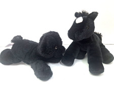 Aurora Flopsie Plush Lot Of 2 Black Pony Beau & Labrador Dog Stuffed Animals Toy
