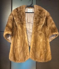 Smiths Furs Vintage Mink Cape Light Brown Short Length Size 9 From Japan
