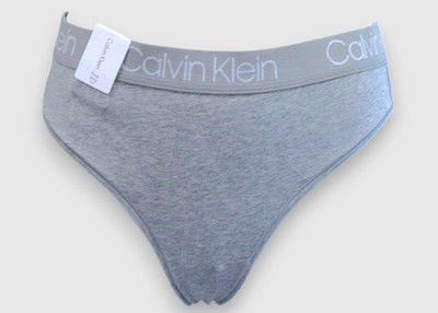 Calvin Klein Damen High Waist Tanga, Grau, Large