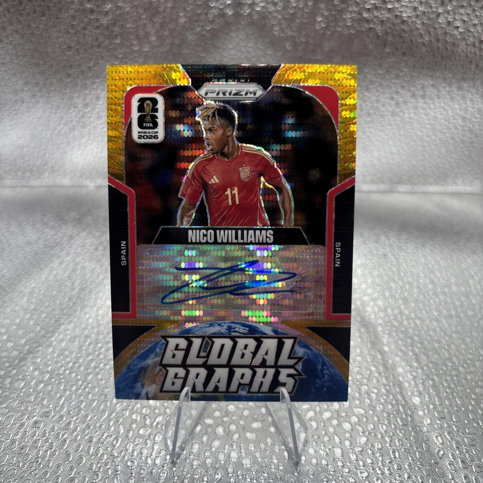 2026 Panini Prizm FIFA World Cup Global Graphs Nico Williams Auto Gold Pref /5