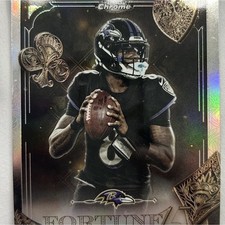 2025 Topps Chrome Lamar Jackson Ravens Fortune 15 Refractor Football Card #F15-1