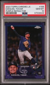 2023 Topps Chrome Logofractor Purple Rookie #106 Ezequiel Tovar /250 PSA 10